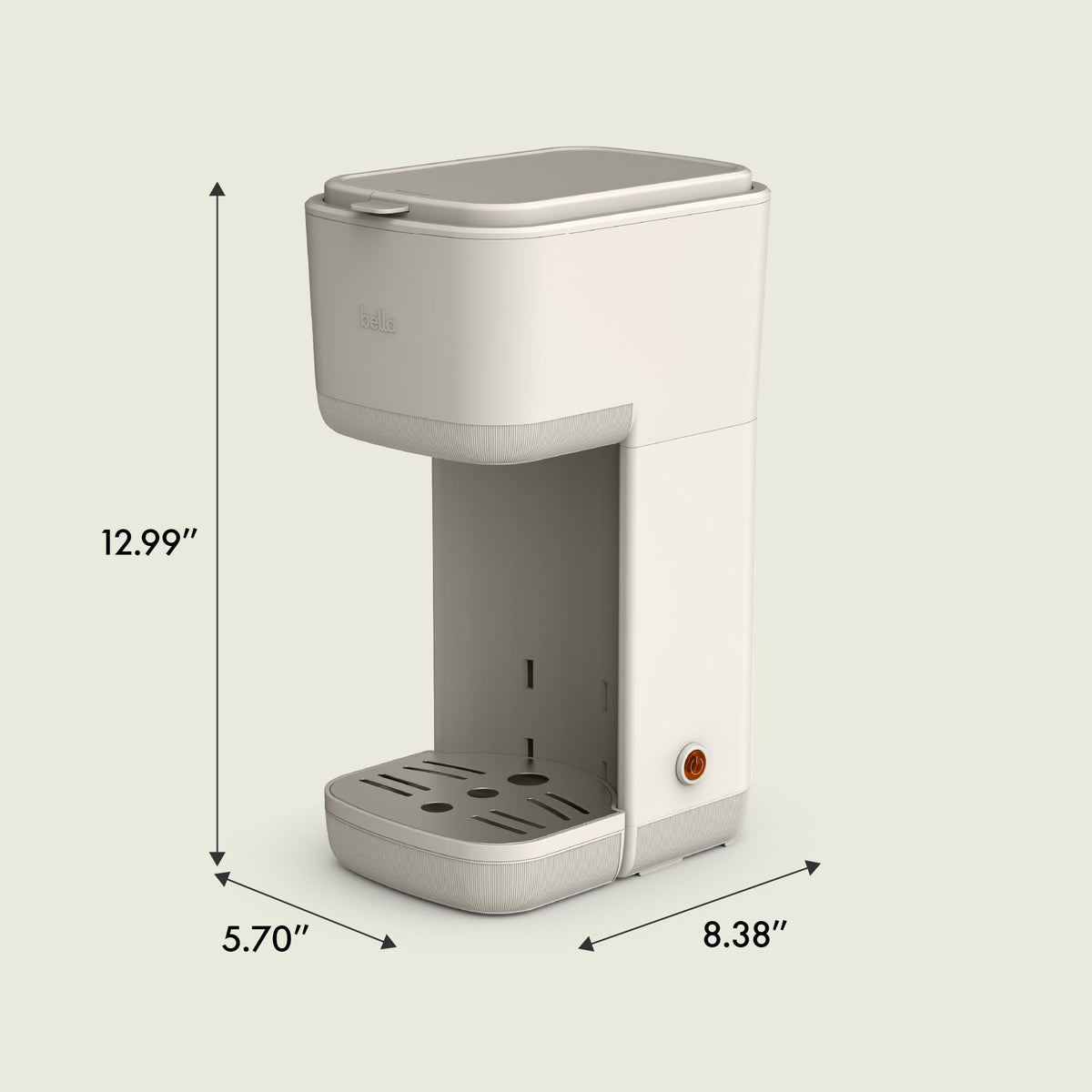 BELLA Single Serve Coffee Maker, K Cup & Coffee Ground Compatible with Removable, Adjustable Drip Tray, Auto Shutoff & Reusable Dishwasher Safe Accessories, Brews 6oz to 14oz, 1000 Watt, Oatmilk