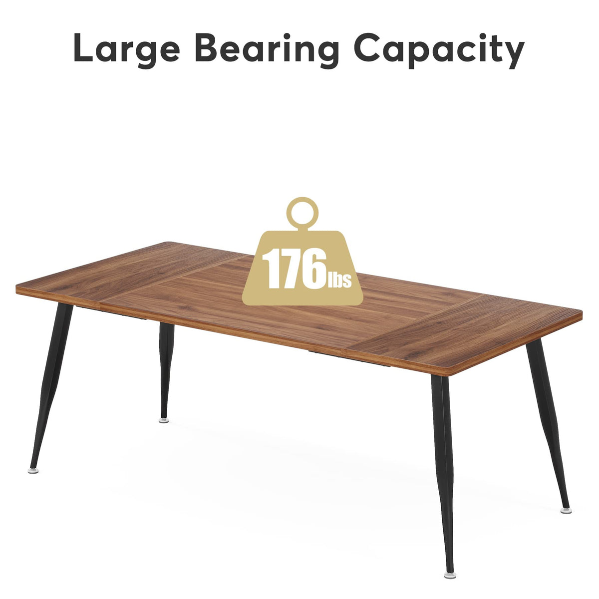 Tribesigns 6FT Conference Table, Rectangular Meeting Room Tables, Modern Industrial Seminar Table Boardroom Desk with Metal Legs for Office, 70.8’’ L x 31.5’’ W x 29.5’’ H (Brown and Black)
