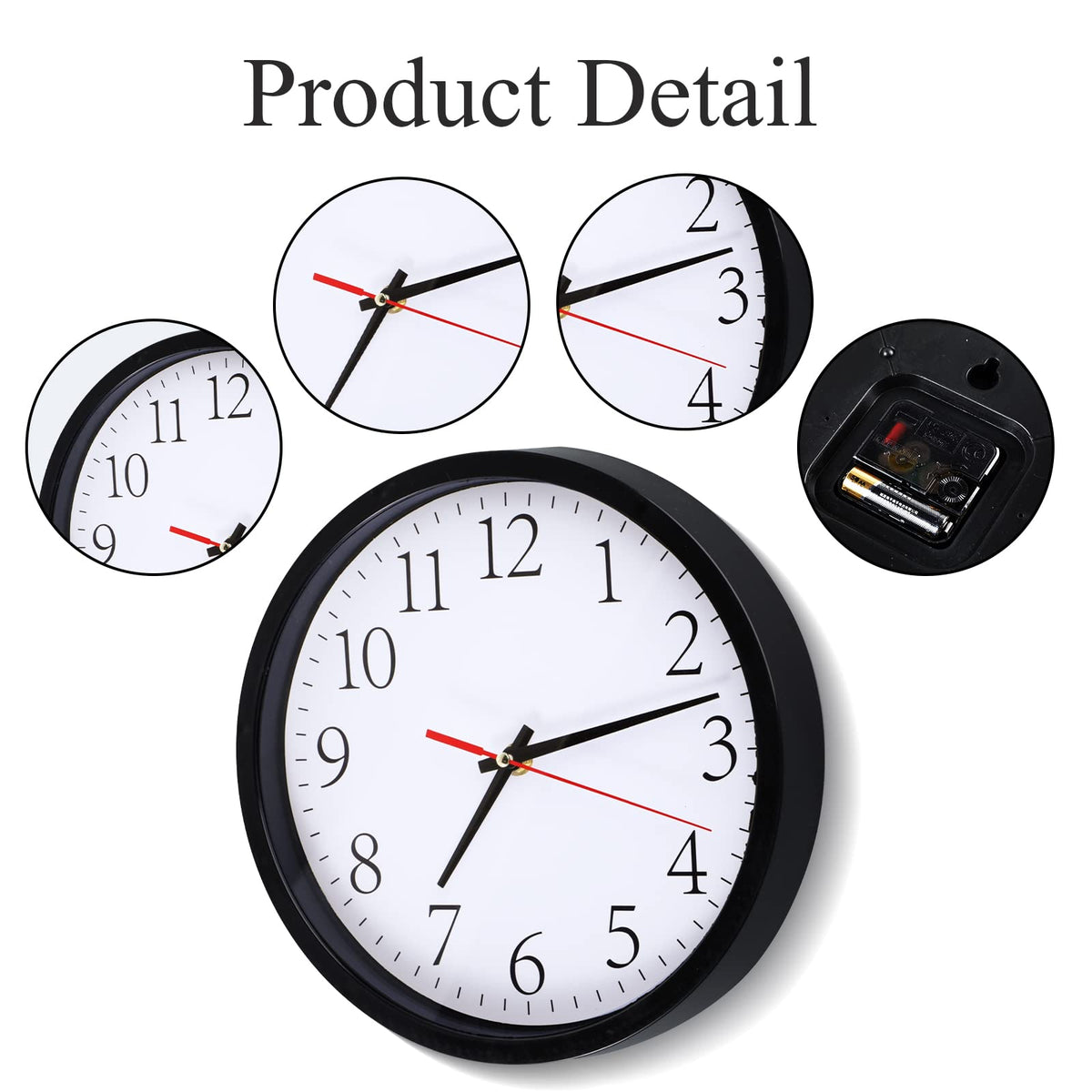 Juinte 4 Pcs Silent Wall Clocks 10 Inch with Chalkboards and Marker, Battery Operated Round Multi Time Zone Clocks for Home, Kitchen, School, Office, Reception Areas, Classroom Decor