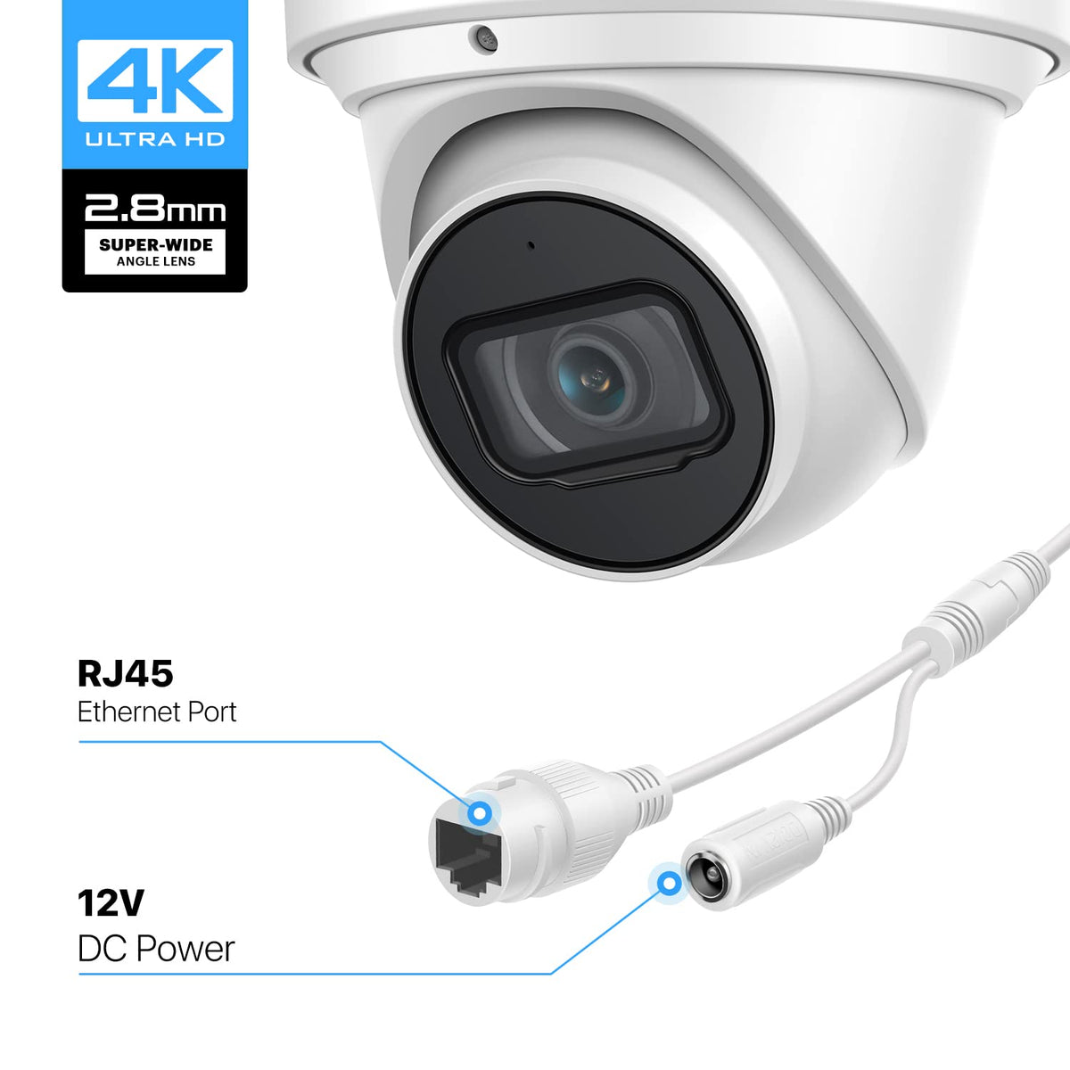 Amcrest 4K POE Security Camera System with 4K 8Ch PoE NVR (4) x 8 Megapixel Turret IP POE Cameras (3840x2160) Pre Installed 2TB Hard Drive NV4108E-IP8M-T2599EW4-2TB