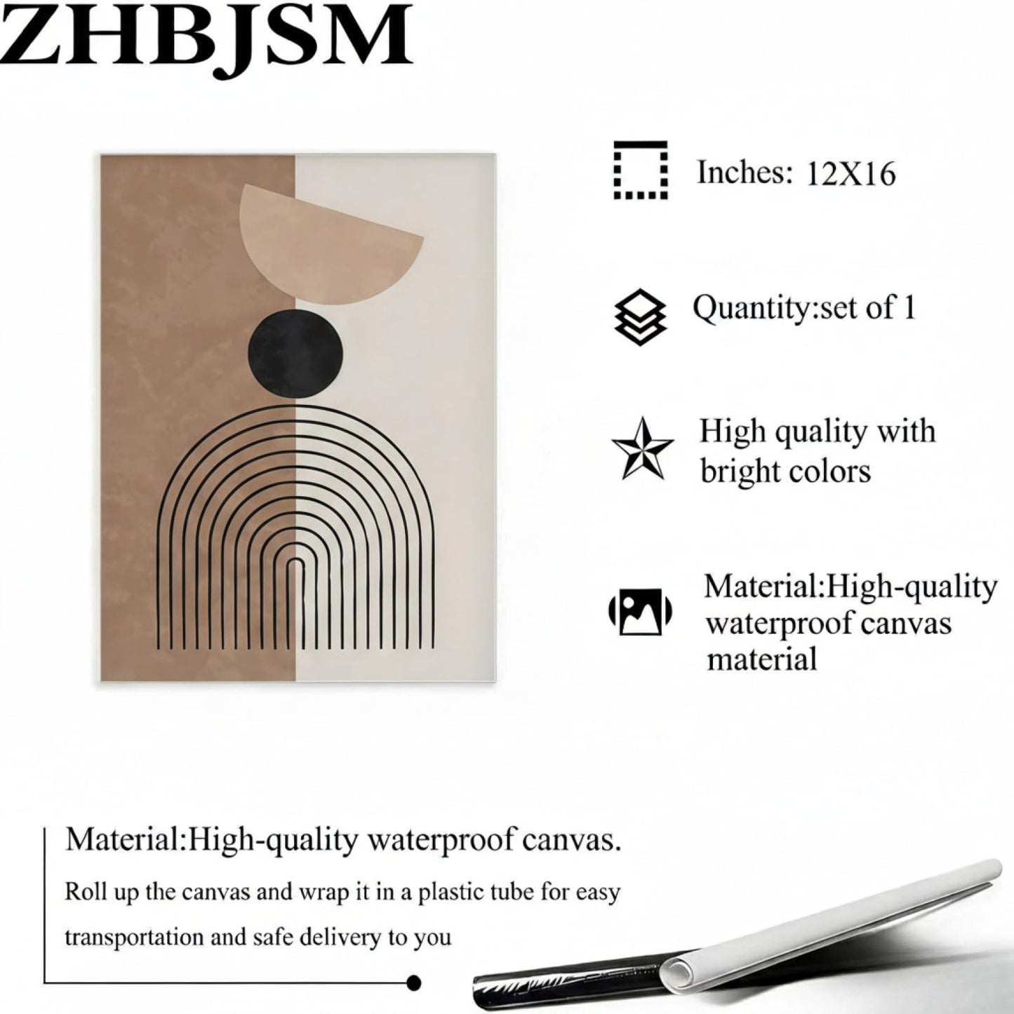 ZHBJSM Minimalist Abstract Wall Art Set of 3 Geometric Line Print Dual-Tone Earthy Tone Modern Scandinavian Boho Chic Decor for Bedroom Living Room Office 12x16 Inch Unframed
