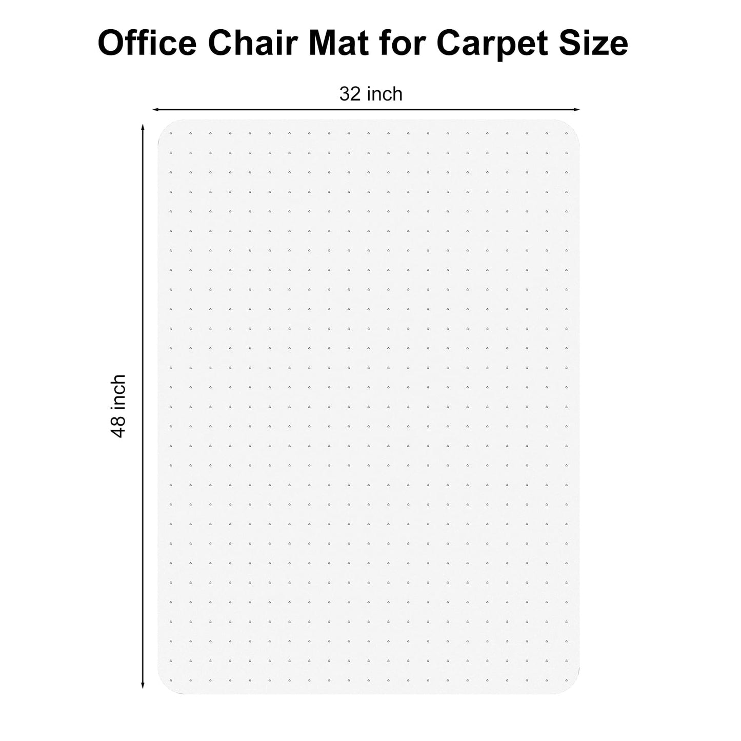KAISLE Office Chair Mat for Carpet, 32x48 Heavy Duty Clear Plastic Rolling Chair Mat for Carpet Floor, Under Computer Desk Chair Floor Mats Protector Carpeted Floors