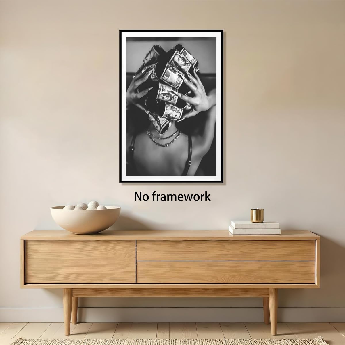 Trendy Black and White Wall Art Luxury Money Hair Rollers Black Woman Poster Retro Bold Feminine Fashion Hypebeast Print for Bedroom Dressing Living Room Dorm Decor 12x18inch Unframed