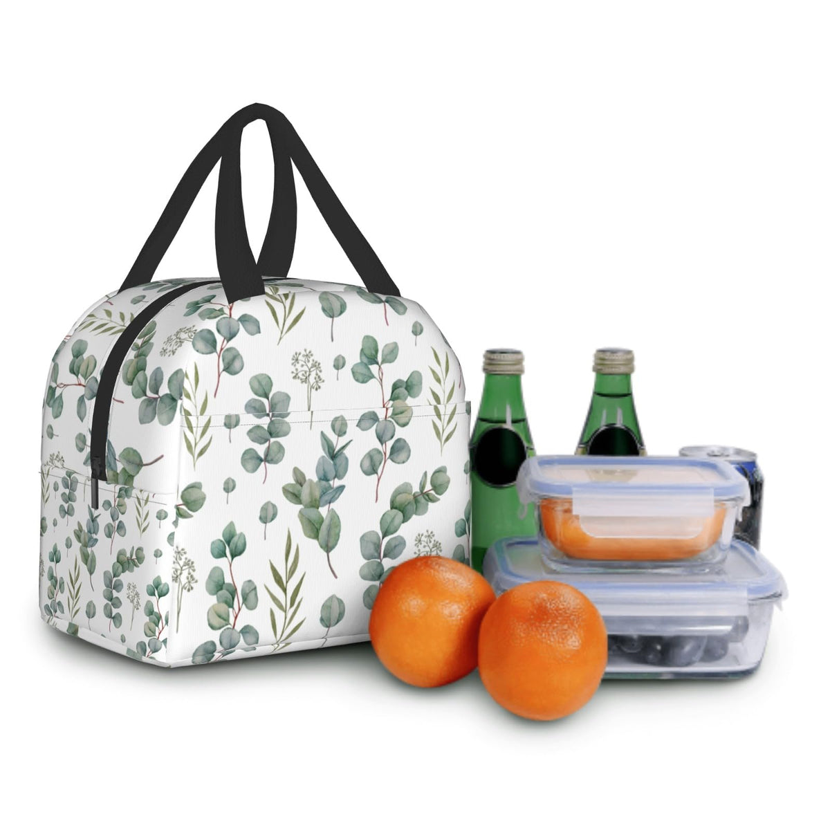 Giwawa Eucalyptus Leaves Lunch Bag Green Leaf Insulated Durable Handbag Portable Cooler Organizer Lunch Box for Work Office Travel Picnic