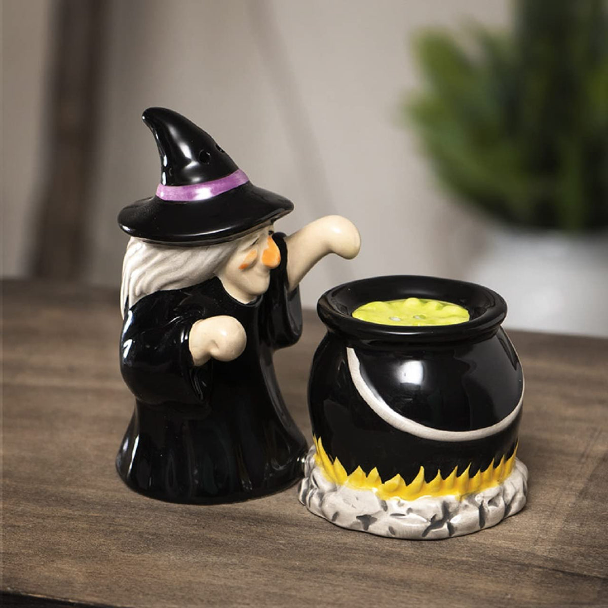 Pacific Trading Witch and Cauldron Salt and Pepper Shaker Set 2.2 Inch