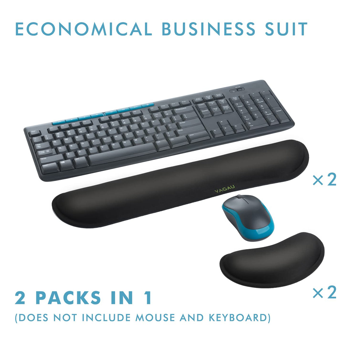 VAGAU Premium Keyboard Wrist Rest and Mouse Pad Wrist Support, Ergonomic Memory Foam Set for Office, Laptop, Mac, Computer and Gaming, Comfortable Typing &Wrist Pain Relief (2 Pack)