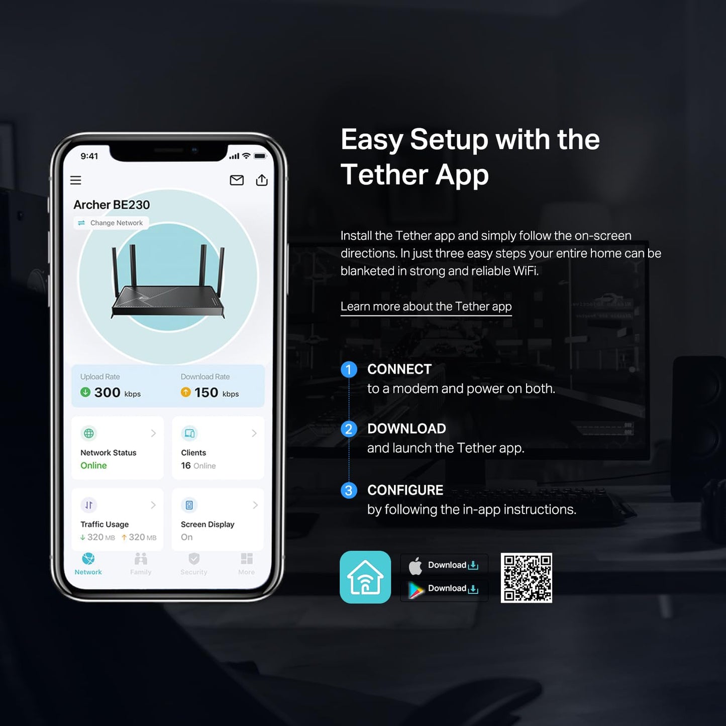 TP-Link Dual-Band BE3600 Wi-Fi 7 Router Archer BE230 | 4-Stream | 2ร2.5G + 3ร1G Ports, USB 3.0, 2.0 GHz Quad Core, 4 Antennas | VPN, EasyMesh, HomeShield, MLO, Private IOT | Free Expert Support