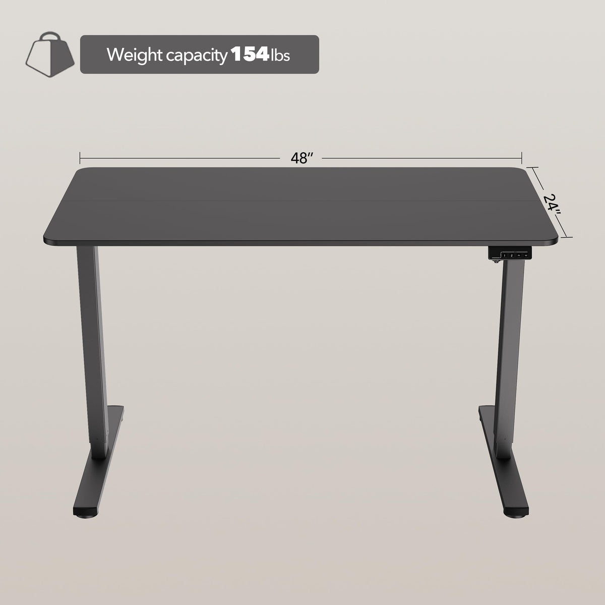 LongKe Electric Standing Desk Adjustable Height, 48x24 Inches Sit Stand up Desktop for Home Office, Ergonomic Rising Computer Table with Memory Preset, Black