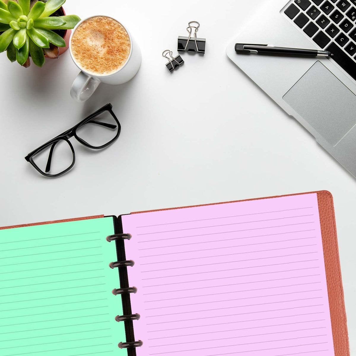 Letter Size Refills Paper, A4 Tul Paper for TUL Note-Taking System Discbound Notebook Planner Inserts, 5 Colors(20 Sheets/C), Total 100 Sheets/200 Pages, College ruled, Tul Paper Refills 8.5 x 11 In