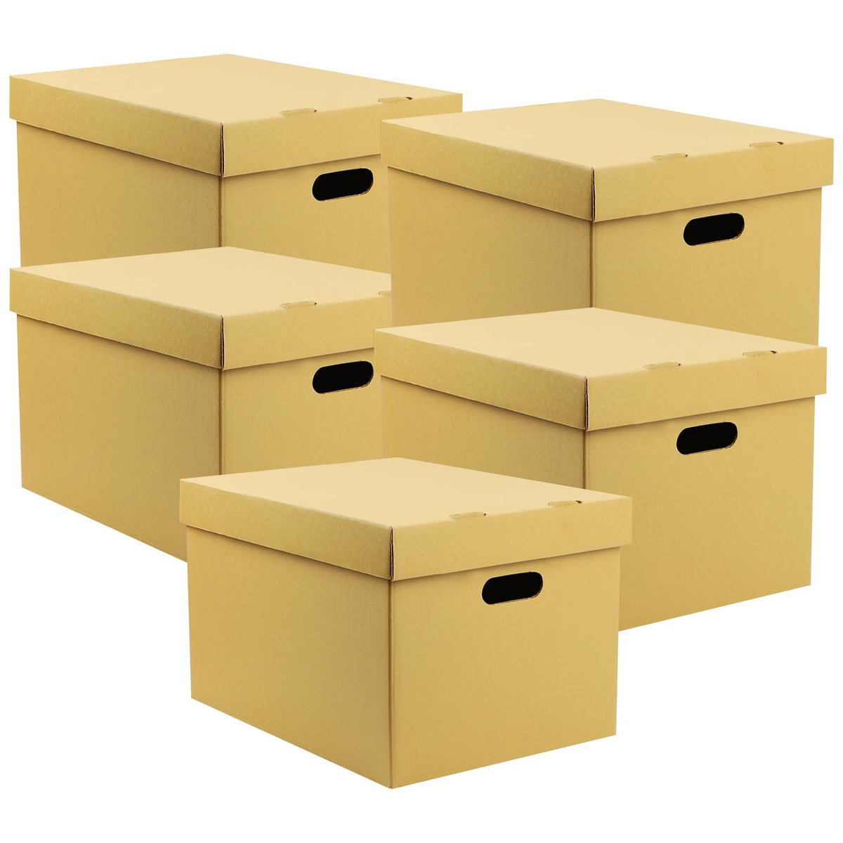 Lineco, Archival Storage Cartons, Ready-To-Assemble, for Documents or Photos, Acid-Free, Buffered Corrugated Board, 12 x 15 10 in, Tan, Pack of 5