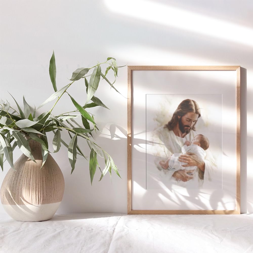 Christian Decor Baby Nursery Decor - Jesus Wall Art - Baby Room Print - Christian Wall Art & Decor - Nursery Wall Art for Kids Room - Baby Girl Bedroom, Baby Boy Bedroom Religious Art Spiritual