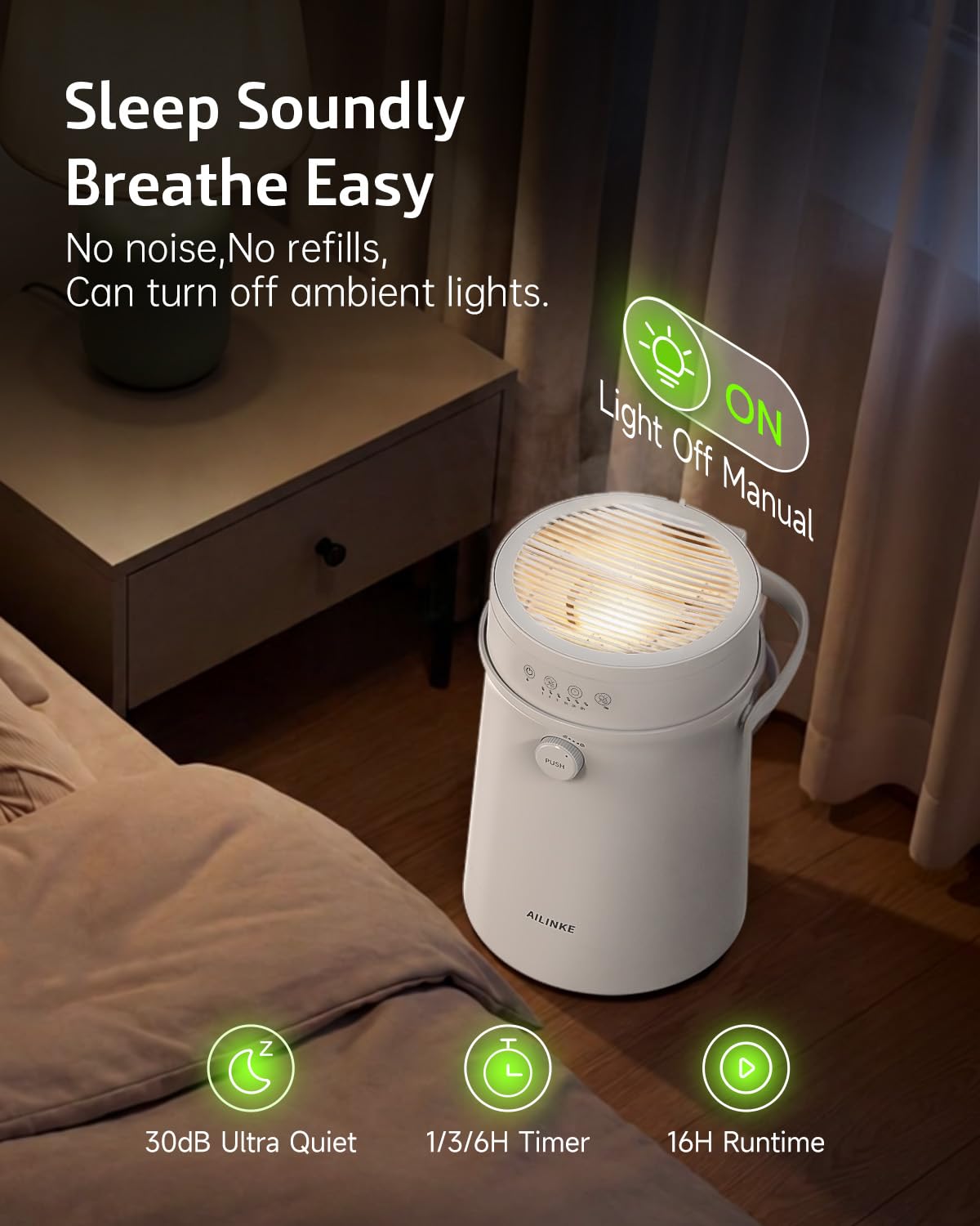 Stainless Steel Humidifier for Bedroom, Warm Mist Steam Humidifier 4L with Self-Cleaning Mode, Easy Clean Dishwasher Safe Humidifiers for Large room Living Room Home Office, Tip-Over Protection, White