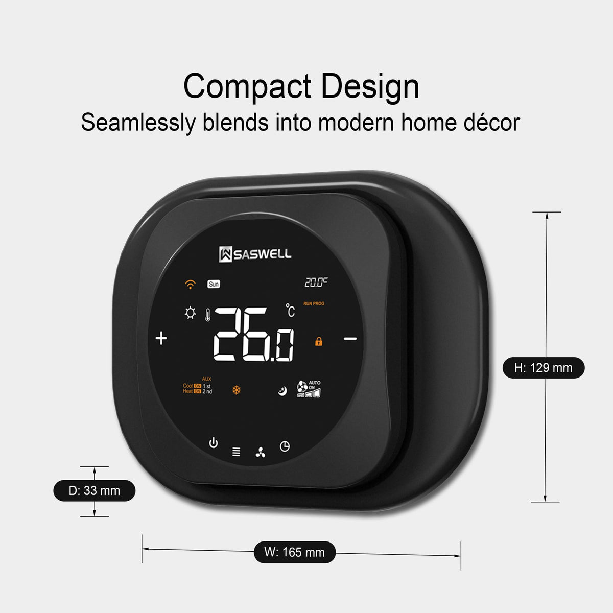 SASWELL Smart WiFi Thermostat for Home, Programmable Thermostat with C-Wire Adapter, 3H/2C for Heat Pump & Conventional Systems, Tuya App Control, Compatible with Alexa & Google Assistant