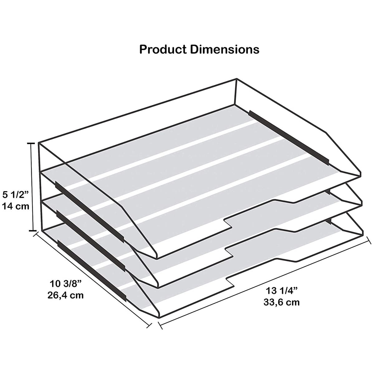Acrimet 3 Tier Paper Organizer Letter Tray – Plastic Stackable Desk File Organizer, Side Load Paper Sorter for Letter/A4 Office File Folder Holder – White