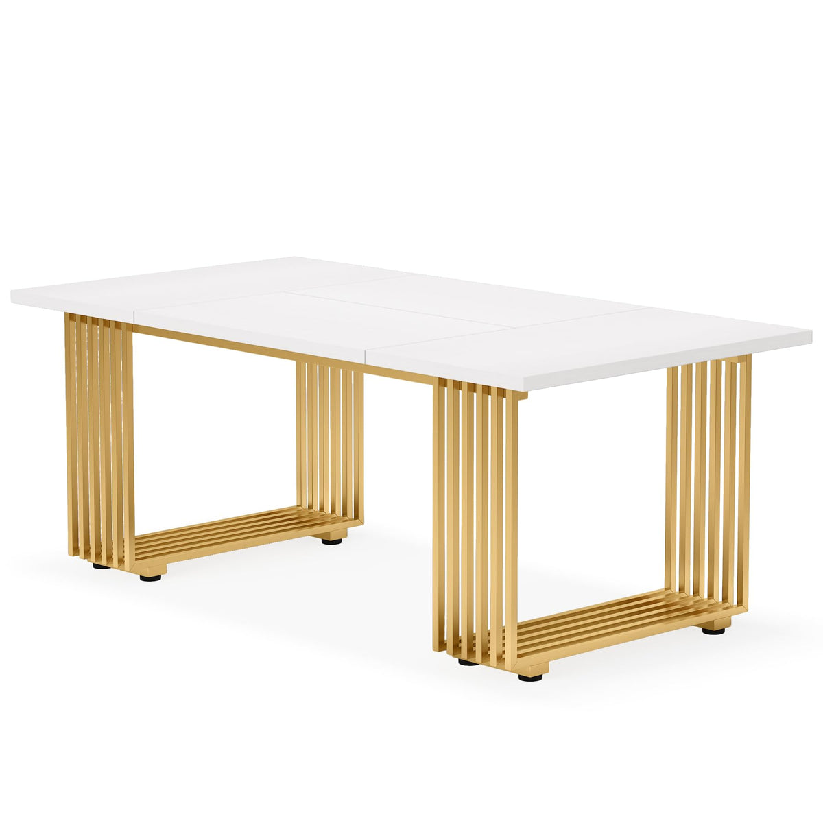 Tribesigns 70.9" Modern Office Desk, Wooden Computer Desk, White Executive Desk with Gold Metal Legs, Large Workstation for Home Office, Study Writing Desk, Small Conference Table for Meeting Room