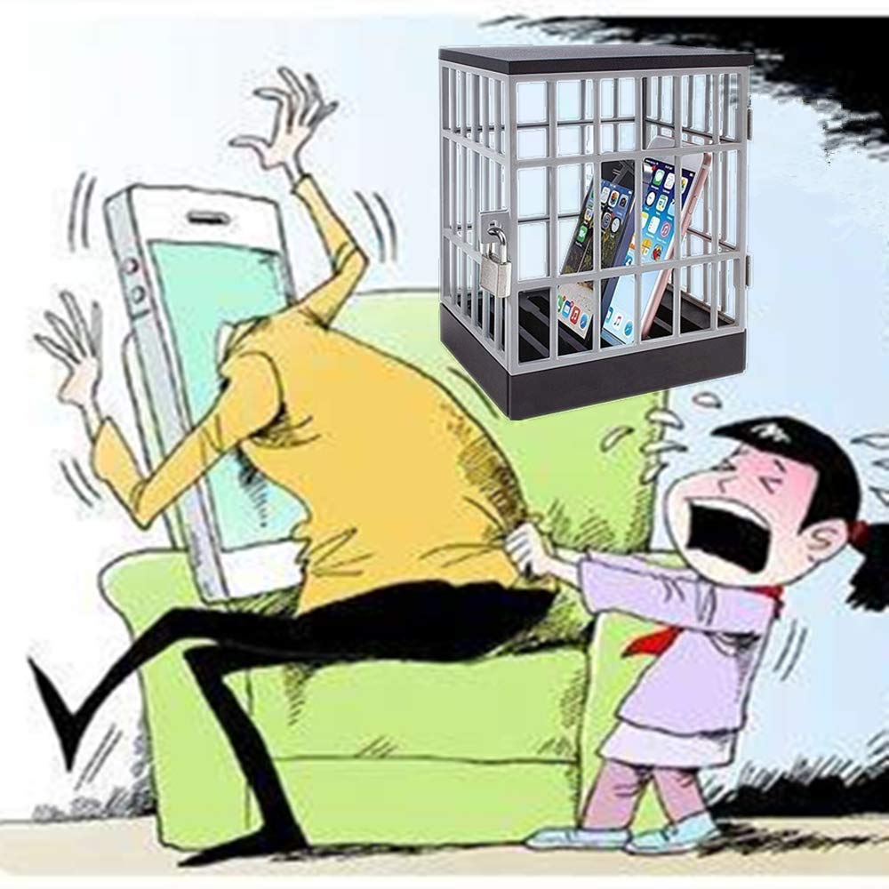 Mobile Phone Jail Cell Phones Prison Lock Up Safe Smartphone Stand Holders Classroom Home Table Office Storage Gadget -Family Time, Party Fun Novelty Gift Idea