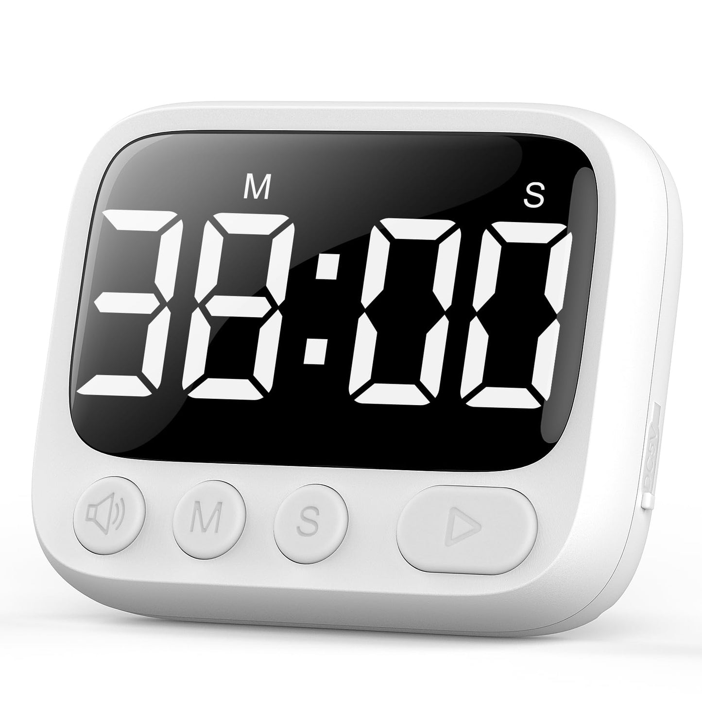 HAUKINIX Shower Timer Waterproof Bathroom Toilet Timer Digital Kitchen for Wall Mount, Study w/Foldable Stand, Countdown Stopwatch w/Suction Cup for Swim, Rechargeable, White