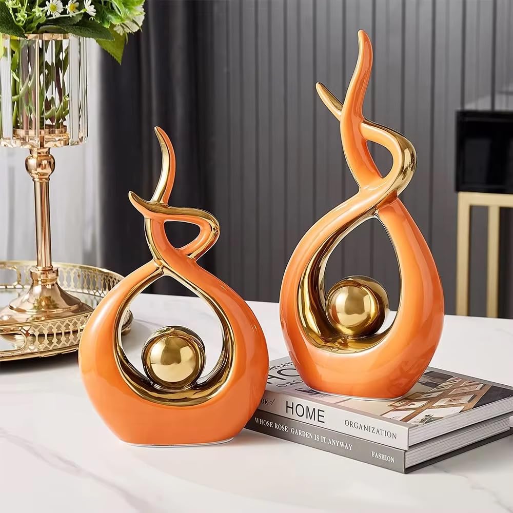 ELEGANTZ Abstract Art Ceramic Statues – Modern Shelf Decorations – Centerpiece Luxury Table Decorations for Living Room, Coffee Table, Office – Elegant Home - Ornaments for Home Decor - 1 Pc