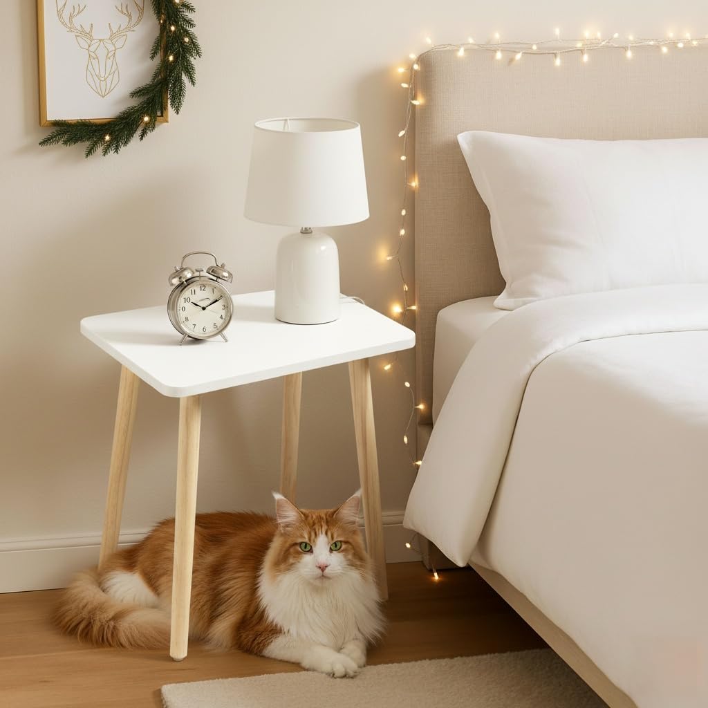 FORAOFUR Small Side Table, Modern Wood Mini Coffee Table, Easy Assembly Compact End Table for Living Room Bedroom Sofa, Minimalist White Accent Furniture for Small Spaces