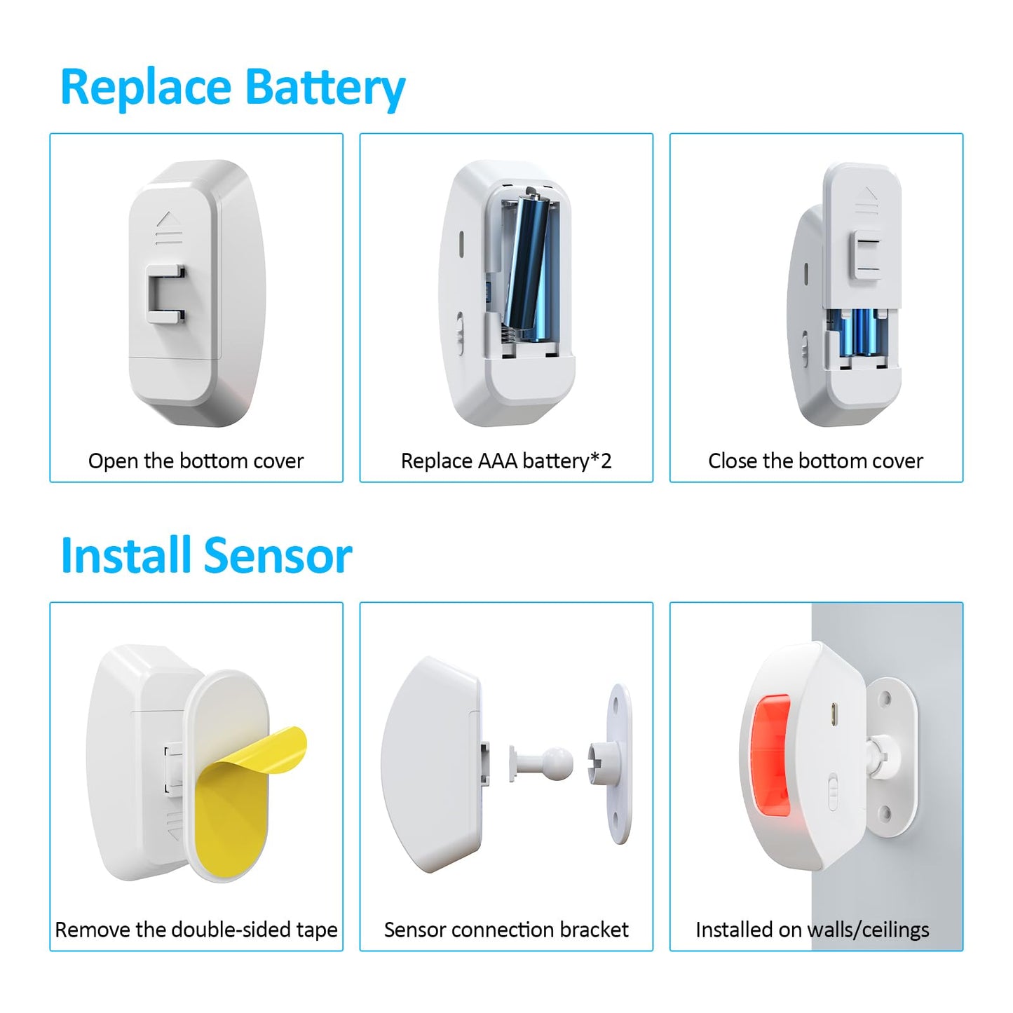 Wireless Motion Sensor Alarm Indoor: Motion Detector Alarm for Business Store Home Security with 35 Ringer/Led Light Remind- Motion Sensor Door Chime with Buzzer