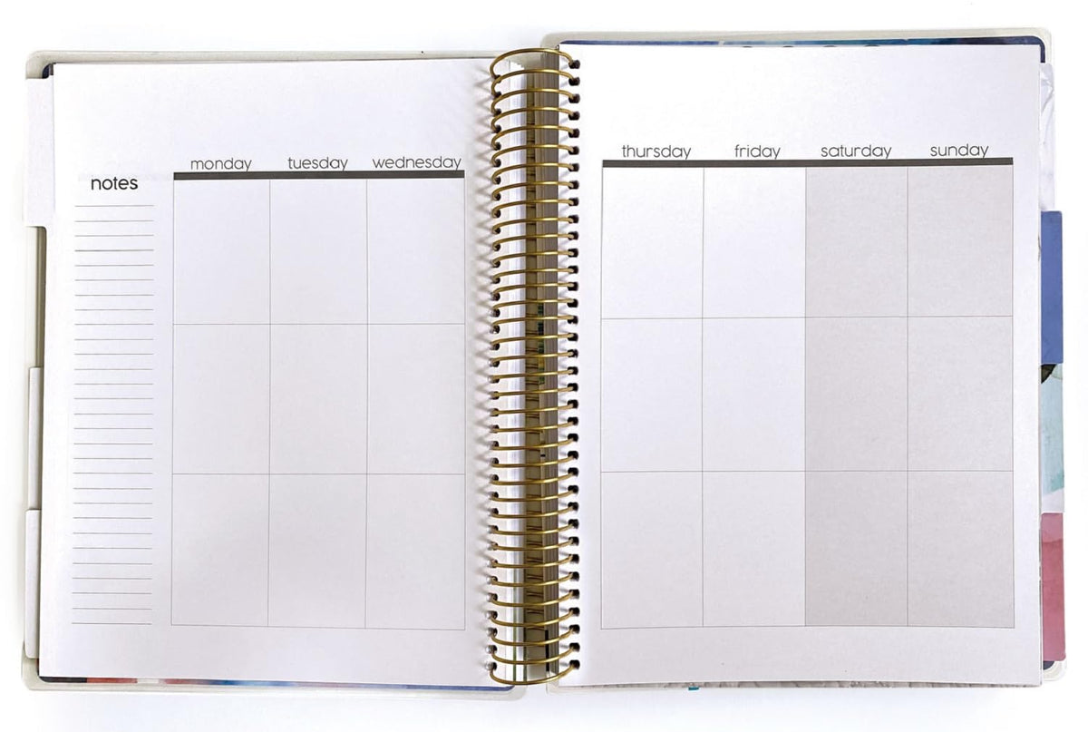 Paper House Productions 12 Month Undated 9.5" Planner with Month and Event Flag Stickers - Watercolor Flora