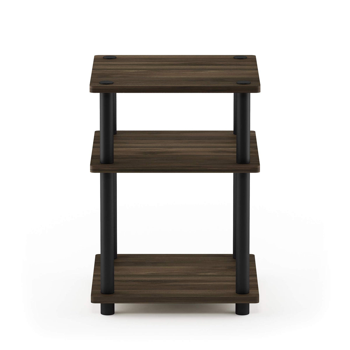 Furinno Turn-N-Tube Side Table, 3-Tier Square Modern End Table, Open Shelves Nightstand, Night Stand, Bedside Table, Easy Assembly, for Living Room, Bedroom, Columbia Walnut