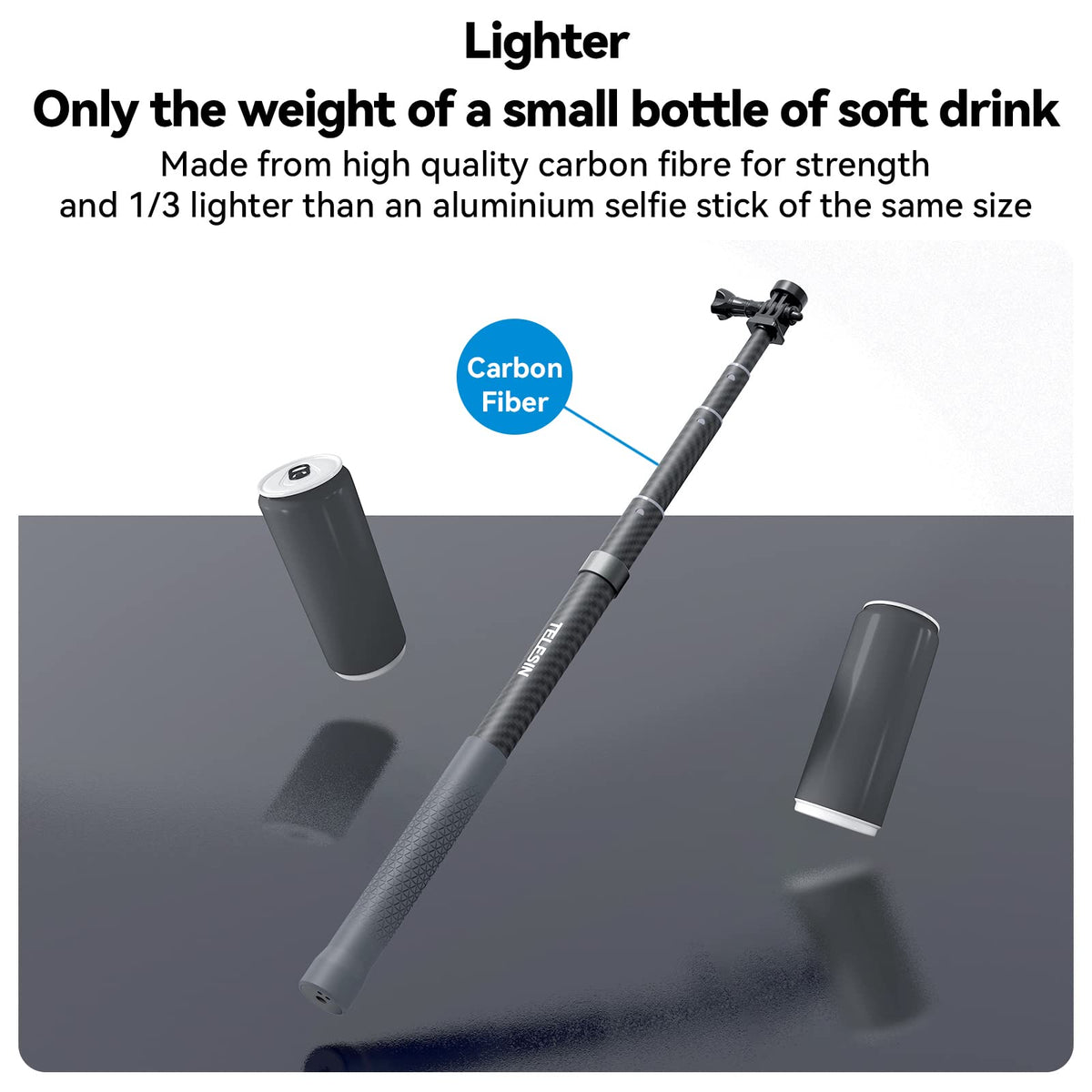TELESIN G3 Selfie Stick Pole Long Invisible (118"/3M), Carbon Fiber Waterproof Underwater Monopod for GoPro Max 13 12 11 10, Insta360 X3 X4 X5 Ace Pro, DJI Osmo 360 Action Pocket AKASO Bike Motorcycle