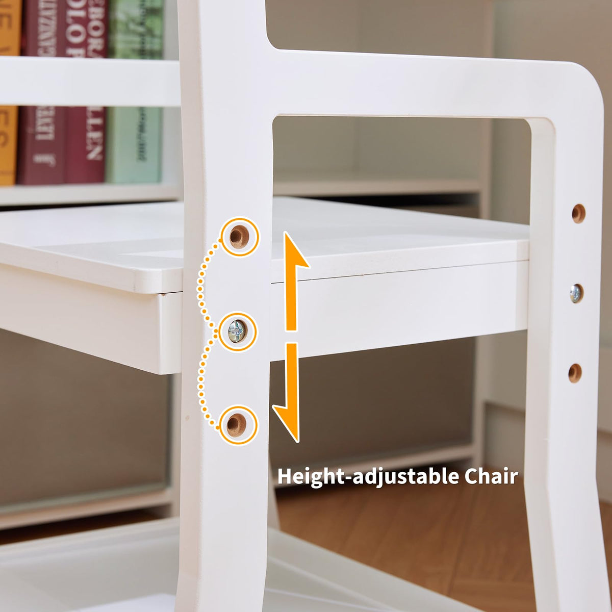 Garvee Kids Desk and Chair Set, Study Desk for Boys and Girl, Wooden Kids Writing Table with Cloth Drawers and Pen Holder