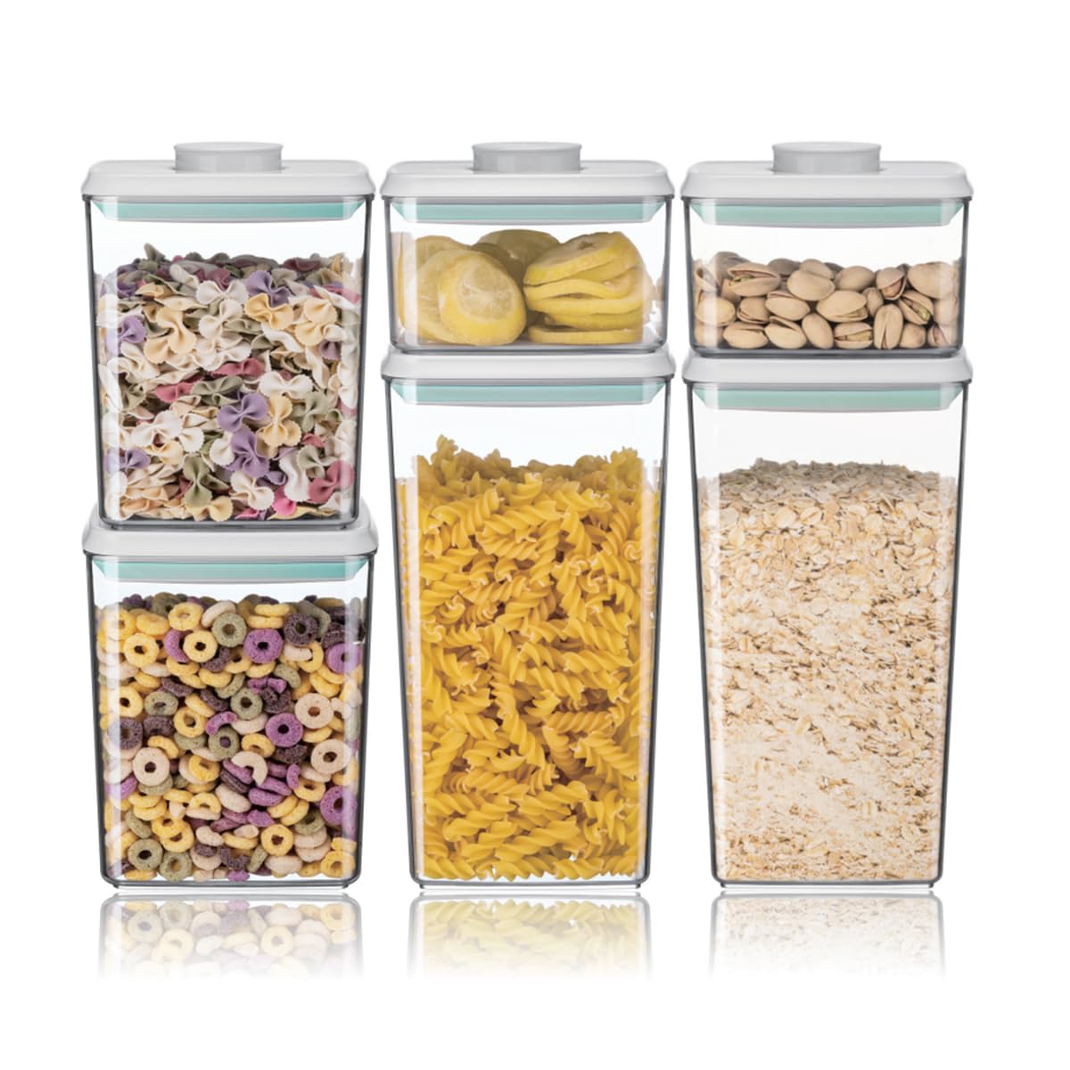 Ankou Airtight Food Storage Container Sets with Lids 6Pcs Pop Containers for Kitchen Pantry Organization BPA-Free Stackable Kitchen Storage Containers for Cereal Flour Sugar (0.5, 1.2, 1.8qt)*2