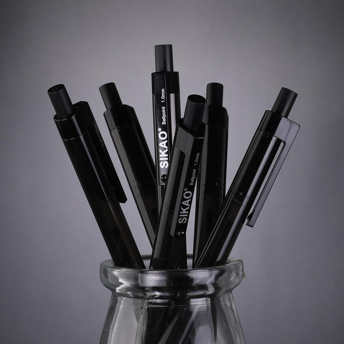 Sikao Black Pens Bulk, 60 Pack Retractable Ballpoint Pens, Black Ink 1.0mm Medium Point, Smooth Writing No-Smear, Click Pens for Teachers, Students, Restaurant Servers School & Office Supplies