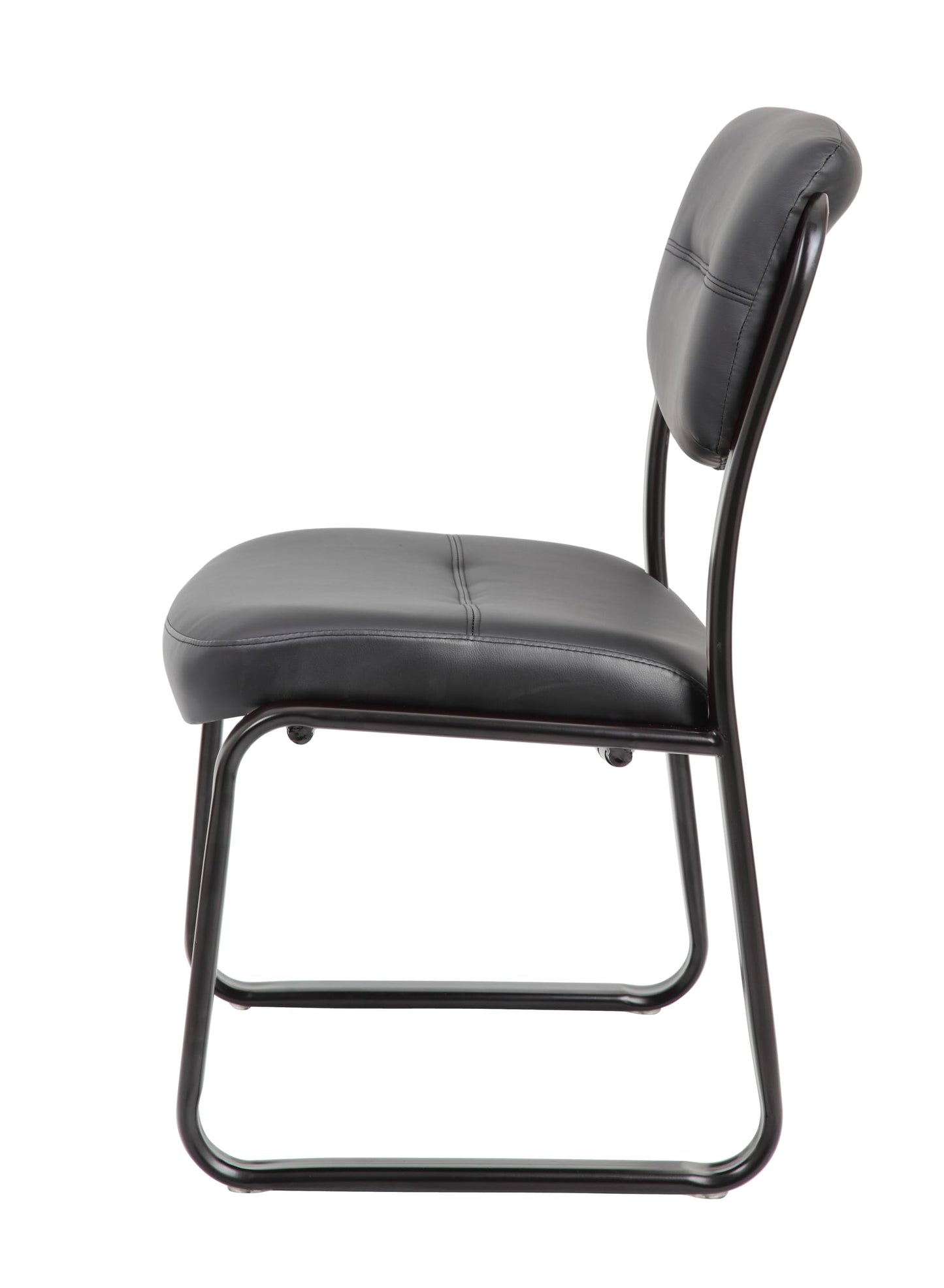 Boss Office Products B9539 Leather Sled Base Side Chair in Black, 250