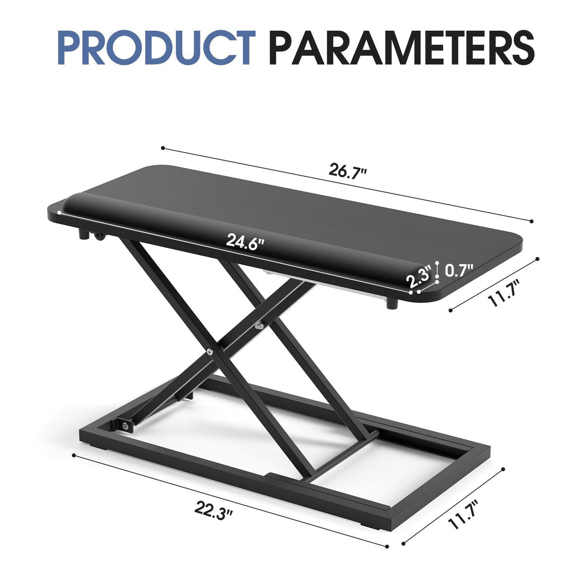 Omhuzsyo Standing Keyboard Tray Keyboard stand, Adjustable Height Keyboard and Mouse Riser for Desktop,For Ergonomic Sit Stand Workstations With Wrist Rest、Laptop Desk 26.7 x 11.7 Inch(Black)
