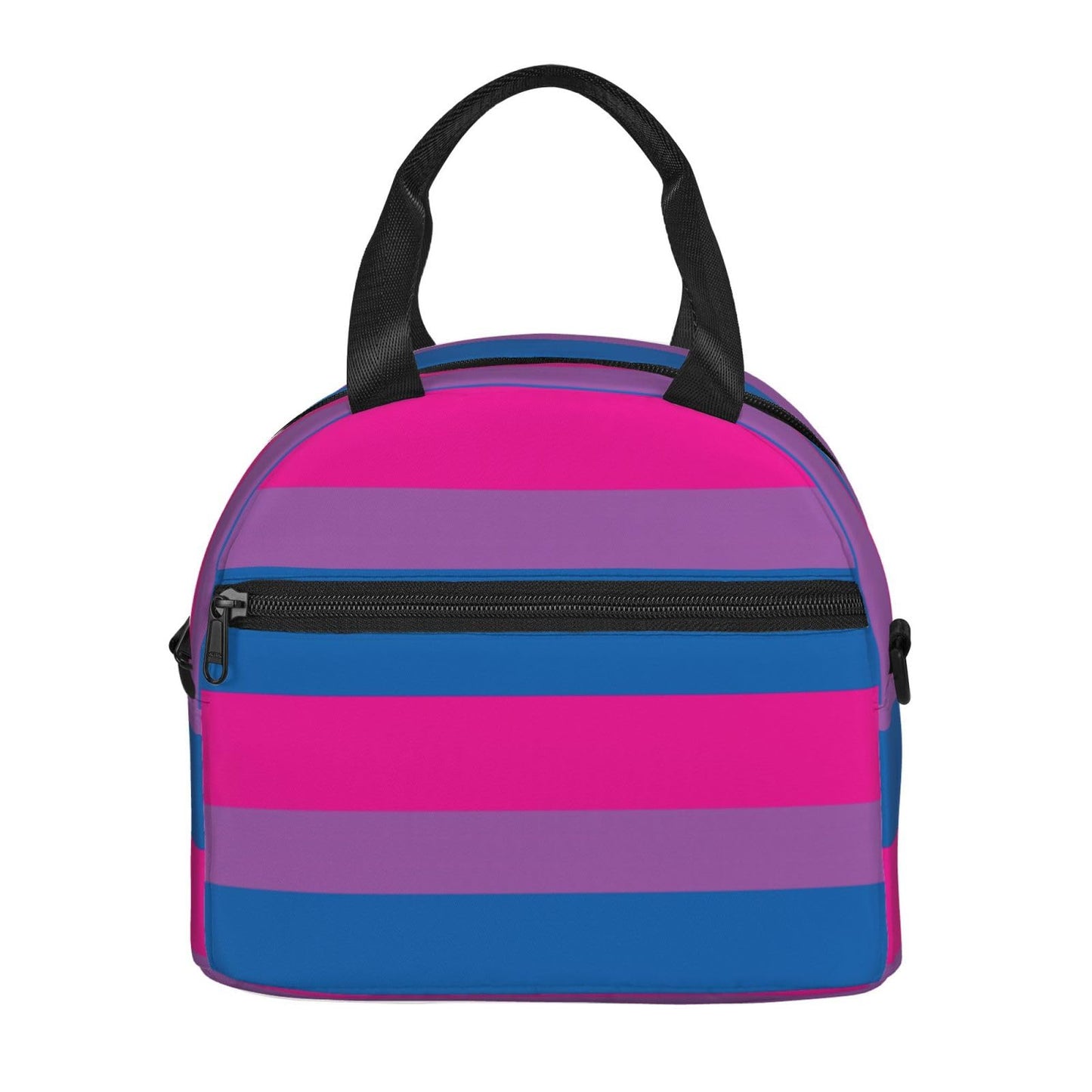 RISOIU Bisexual Pride Flag Lunch Box Insulated Lunch Bag Portable Zipper Cooler Tote Bag Adult Bento Box for Women Men Reusable Meal Organizer with Adjustable Strap for Work Office Picnic Travel