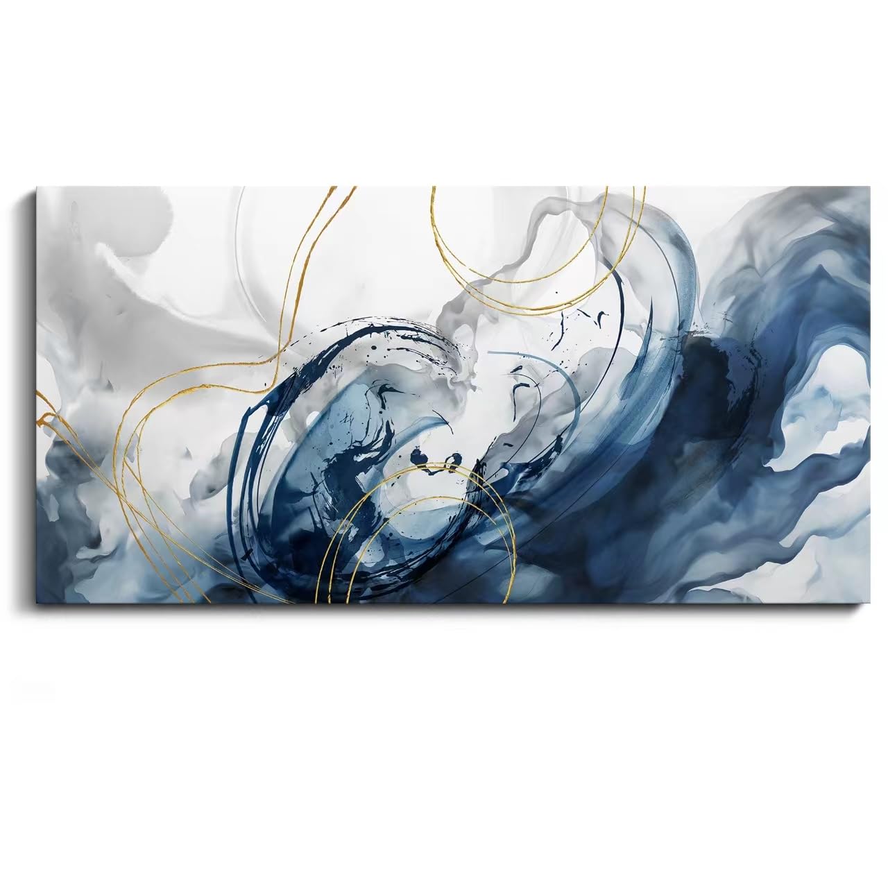 Mofutinpo Abstract Canvas Wall Art Blue Pictures for Living Room Wall Decoration Large Modern Wall Art Office Artwork Wall Decor Graffiti Paintings for Bedroom 24×48in