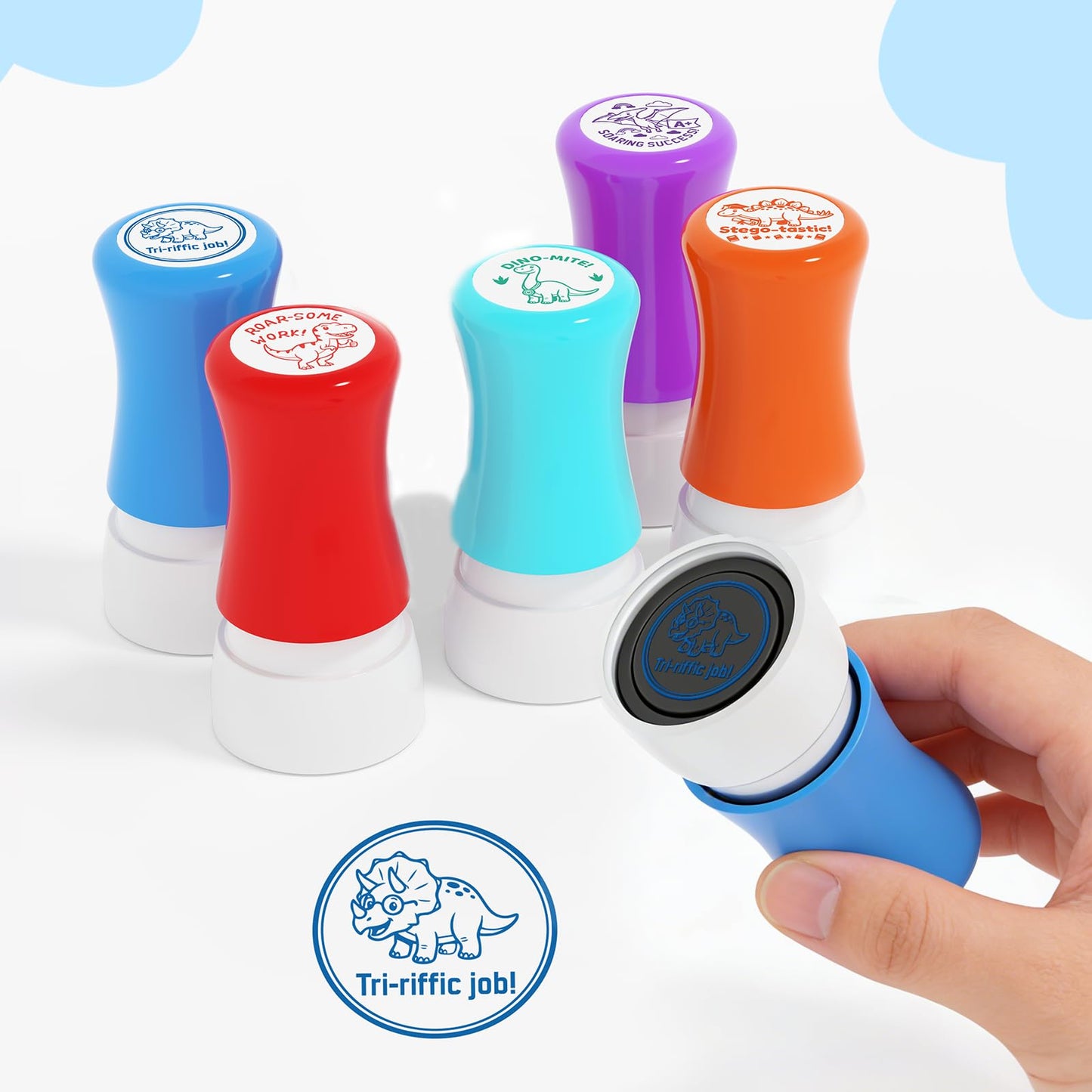 5 Pack Dinosaur Teachers Motivational Stamps-Teacher Stamps for Classroom for Grading Teacher Stamps Self Inking Stamp Stamps for Teachers Teacher Gifts