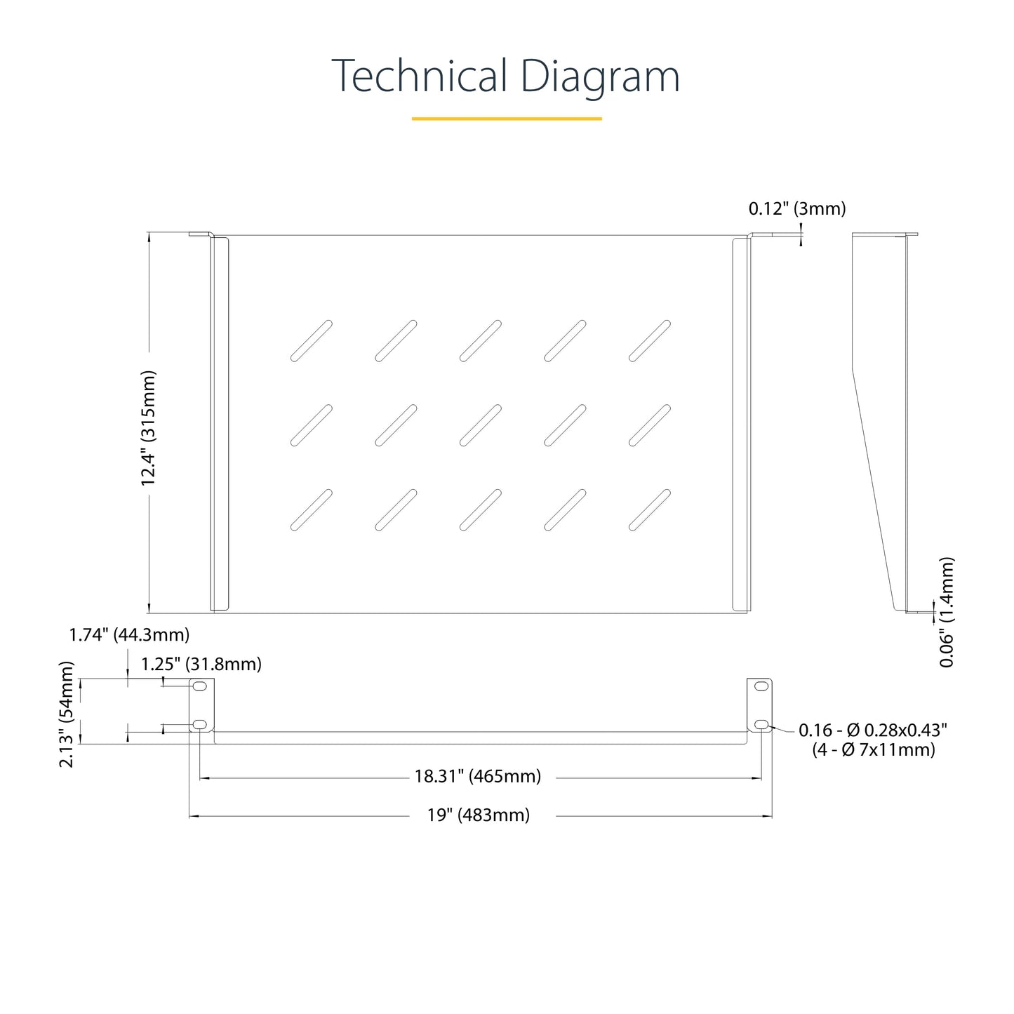 StarTech.com 1U Vented Server Rack Shelf, 12in/31.5cm Mounting Depth, for 19" Rack/Cabinet, SPCC Steel, Max 25lb/11.3kg