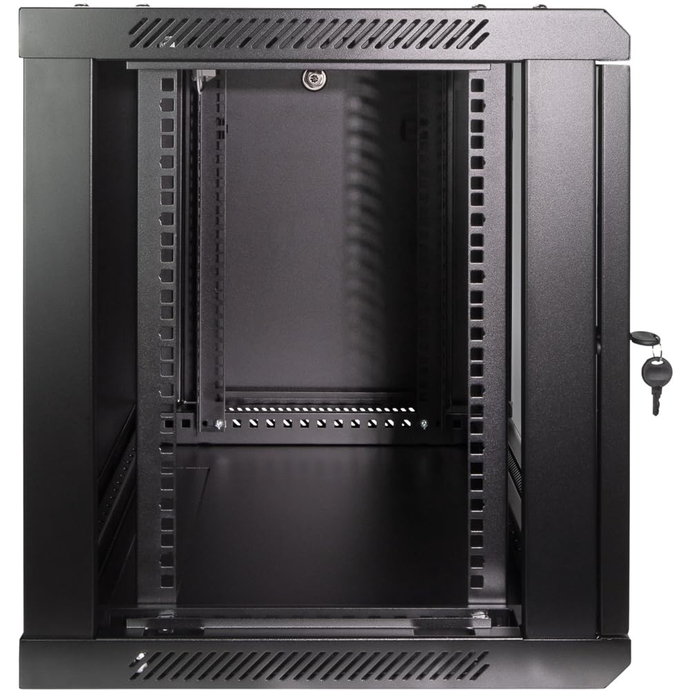 Navepoint 9U Deluxe IT Wallmount Cabinet Enclosure 19-Inch Server Network Rack with Locking Glass Door - Black