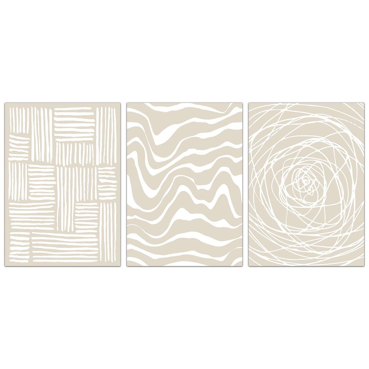FEOFTIE Neutral Wall Art Beige Poster Modern Minimalist Canvas Printing Beige Wall Art Neutral Poster Line Art Canvas Boho Art Nordic Prints for Living Room Bedroom Office 16x24Inchx3 Unframed