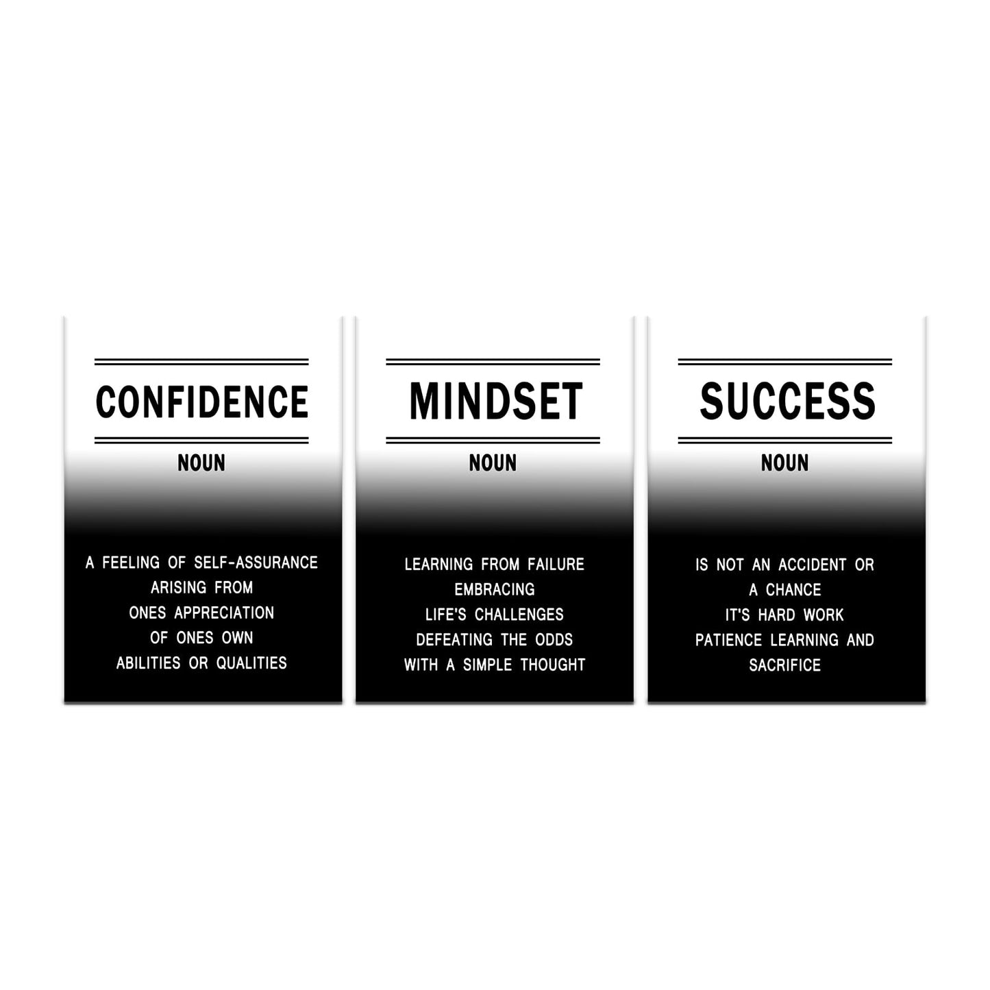 Extra Large 3 Piece Canvas Wall Art Motivational Quotes Decor Confidence Mindset Success Framed Artwork for Conference Room Executive Office Living Room Men Women Teen Gift, 60" W x 28" H