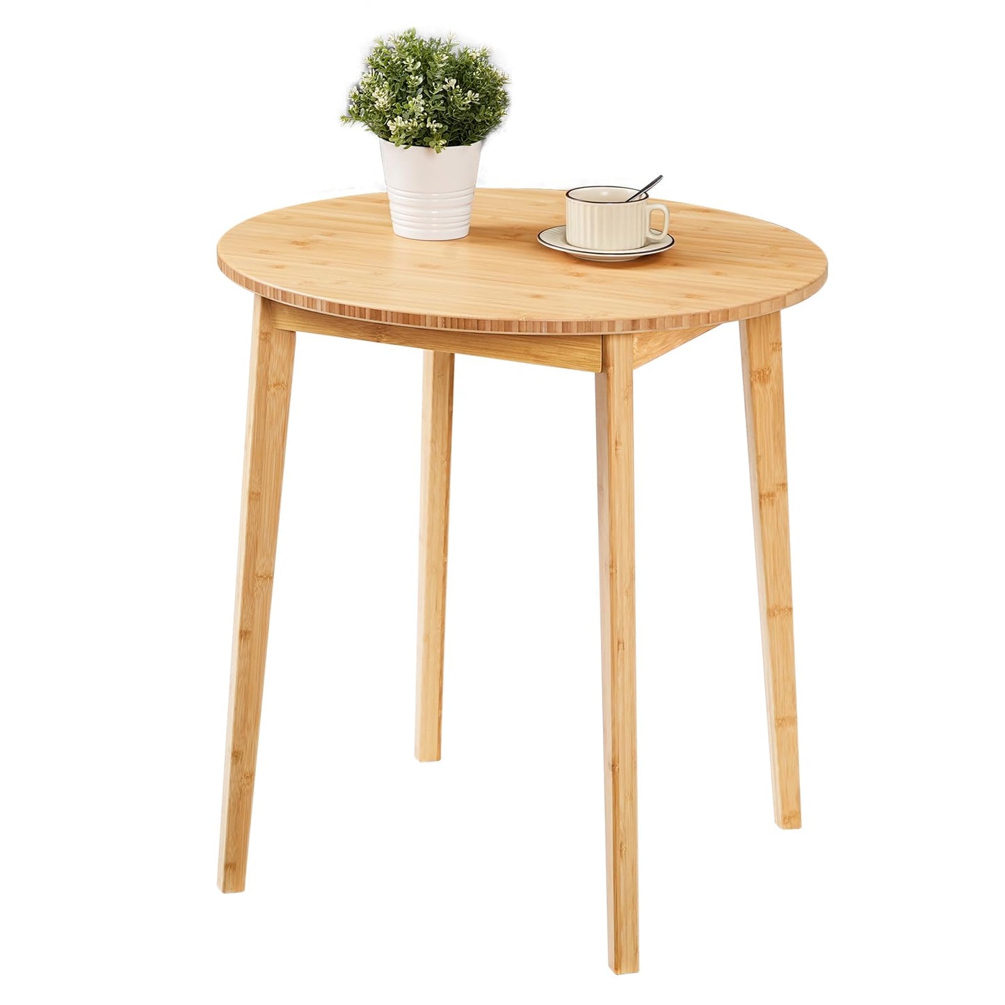 HOOBRO Bamboo Dining Table, Round Dining Table for 2, 27.5" Kitchen Table for Small Space, Writing Table, Easy to Assemble, for Dining Room, Living Room, Office, Kitchen, Apartment, Natural YL71CZ01G1