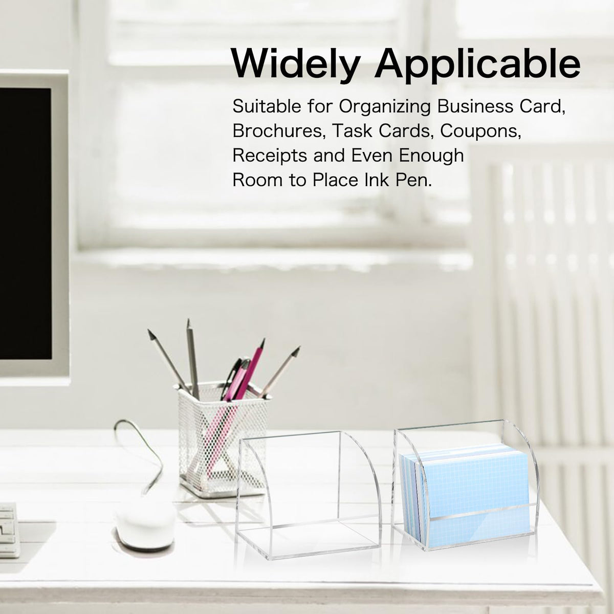 2 Pack Index Card Display Stand 3x5 Acrylic Card Holder for Desk File Note 4x2.4x5.4 Inch Clear Postcard Stand Index Card Rack Acrylic Business Card Stand for Office Business Classroom (No Card)