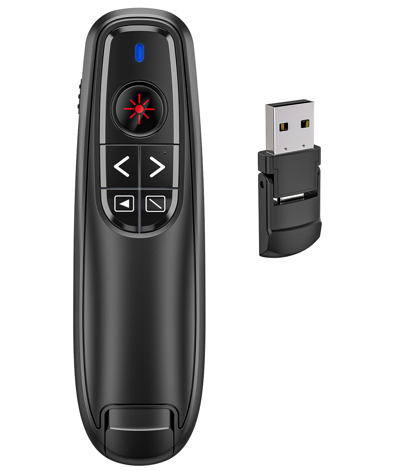 Presentation Clicker Wireless Presenter Remote Clicker for PowerPoint Presentations with Pointer, RF 2.4GHz USB C PowerPoint Clicker Slide Advancer for Computer/Mac/Laptop, Black