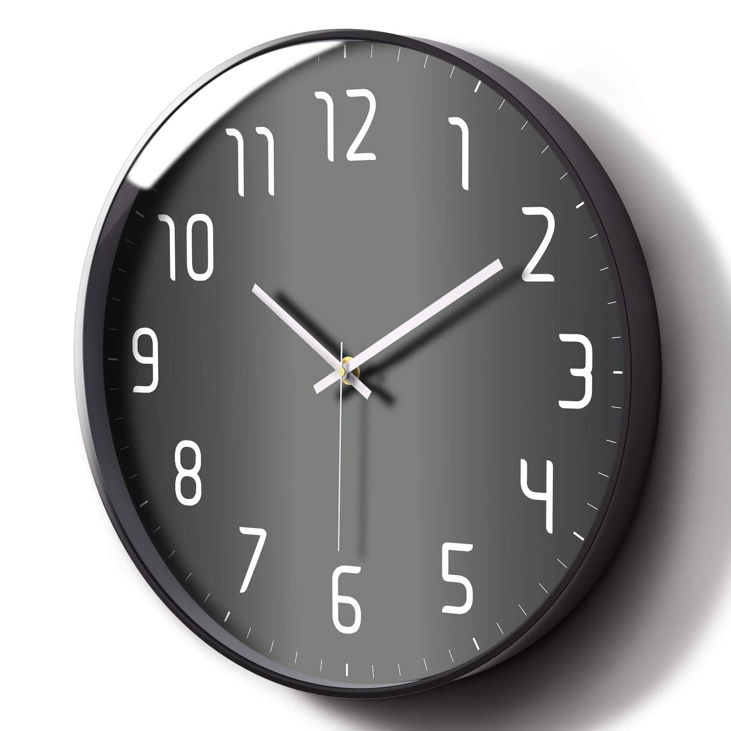 SCOAGE 12'' Modern Minimalist Black & Grey Wall Clock, Silent Non-Ticking Battery Operated Analog Clock with Easy to Read Large Numbers for Home Office, Bedroom, Kitchen, Living Room Decor