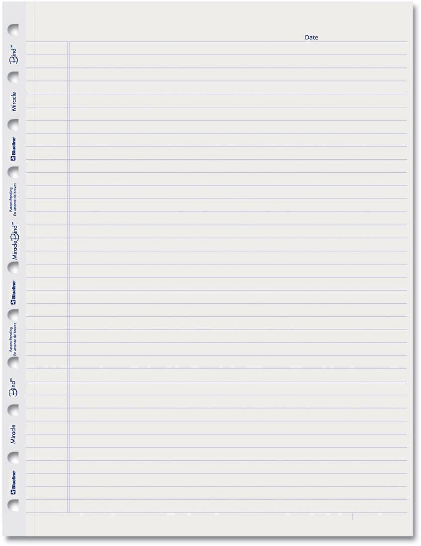 Blueline Miraclebind Ruled Paper Refill Sheets For All Miraclebind Notebooks And Planners, 11 X 9.06, White/blue Sheets, Undated