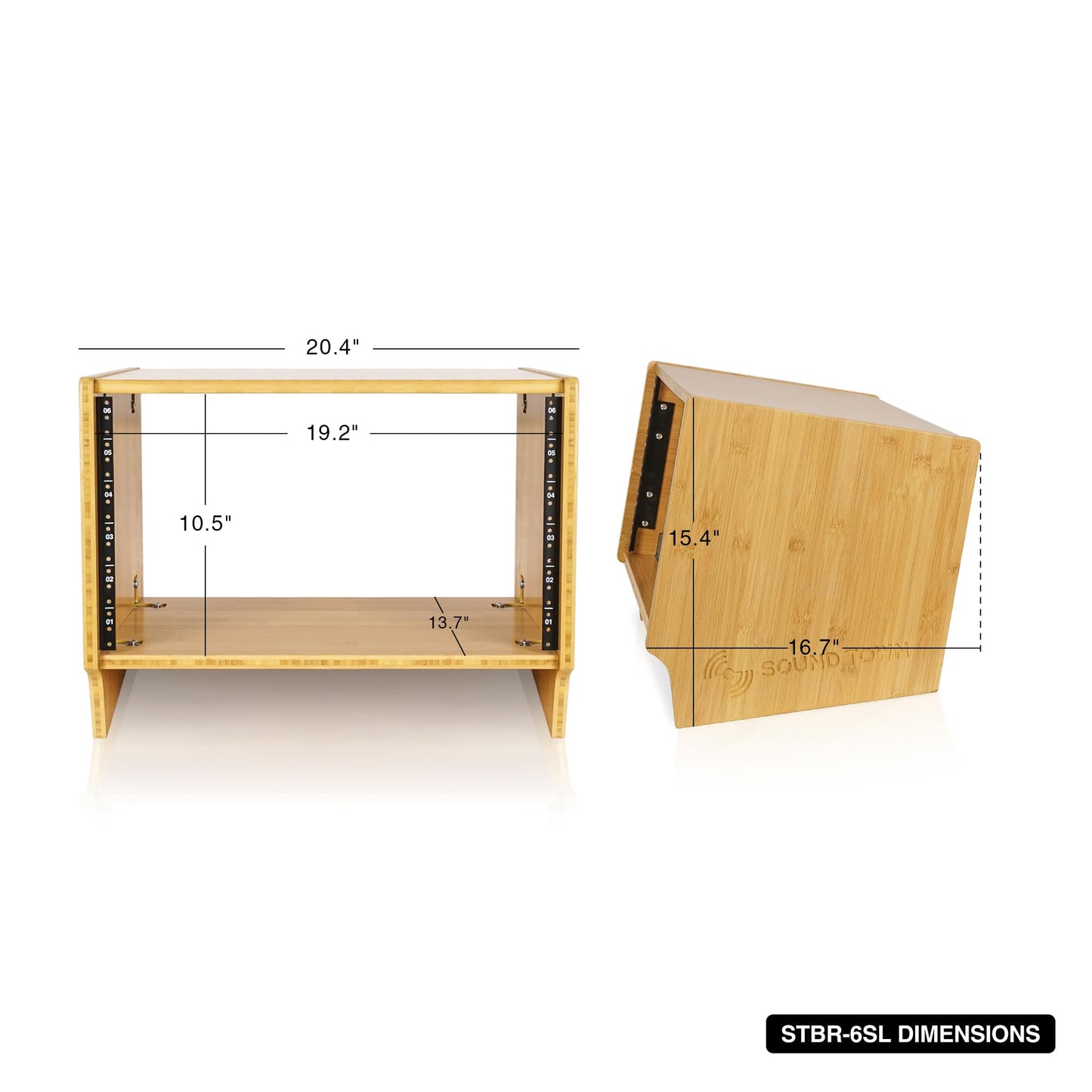 Sound Town DIY 6U Angled Desktop Turret Studio Rack, Solid Carbonized Bamboo, Assembly Required (STBR-6SL)