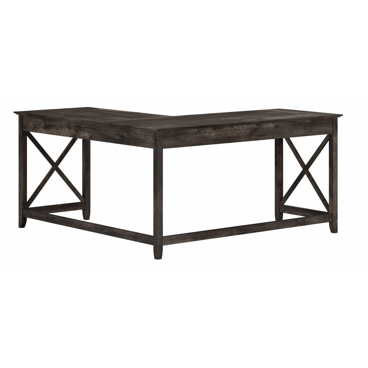 Bush Home Key West 60W Modern Farmhouse L Shaped Desk in Dark Gray Hickory, 60-Inch Corner Computer Table for Home Office Workspace