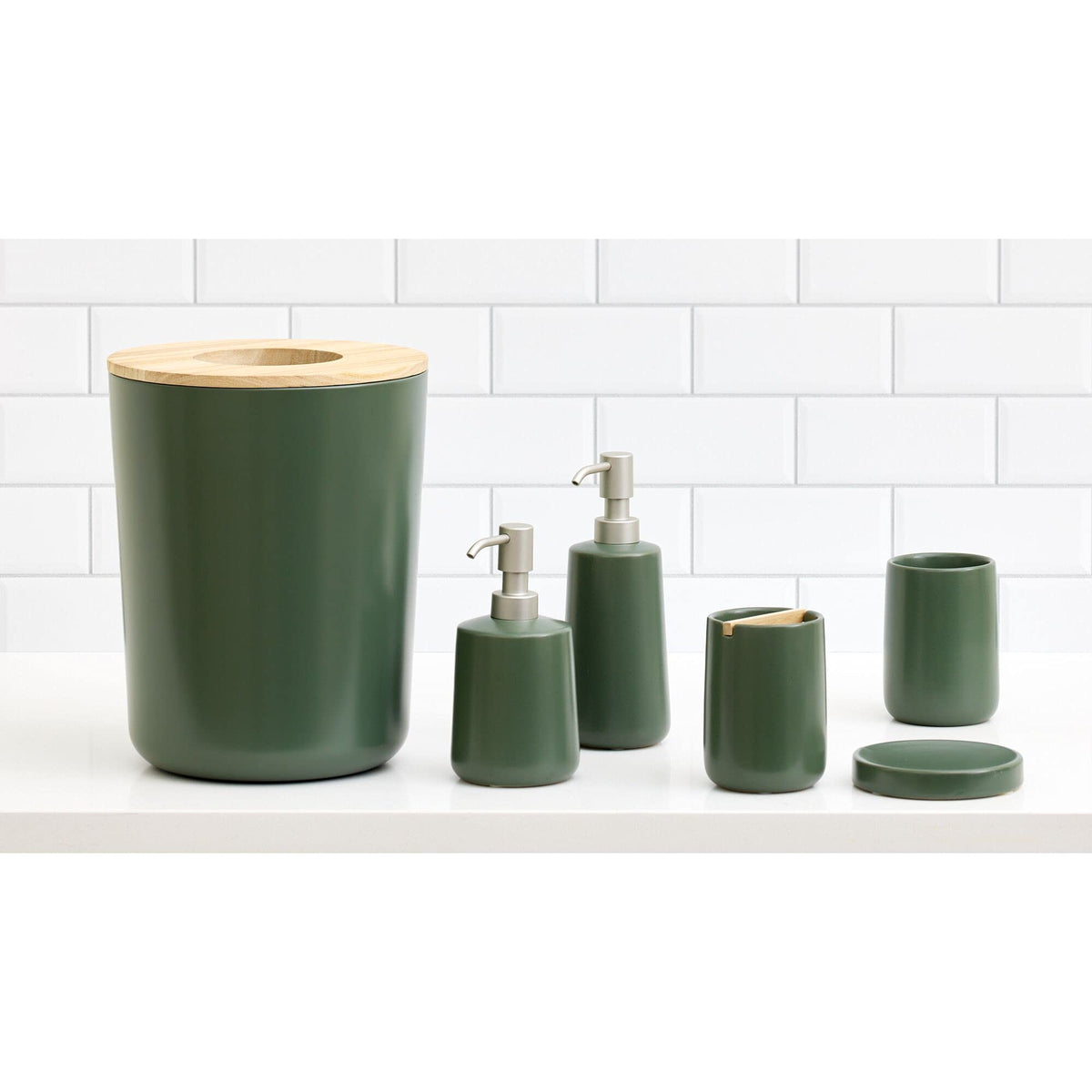 iDesign Ceramic Earth Collection Ceramic Bar Soap Dish, Moss