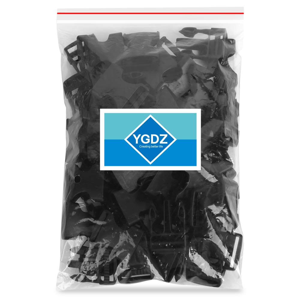 YGDZ 1 Inch Buckles, 30 Pack Plastic Quick Release Parachute Buckles for Backpack Strap Webbing Belt, Black