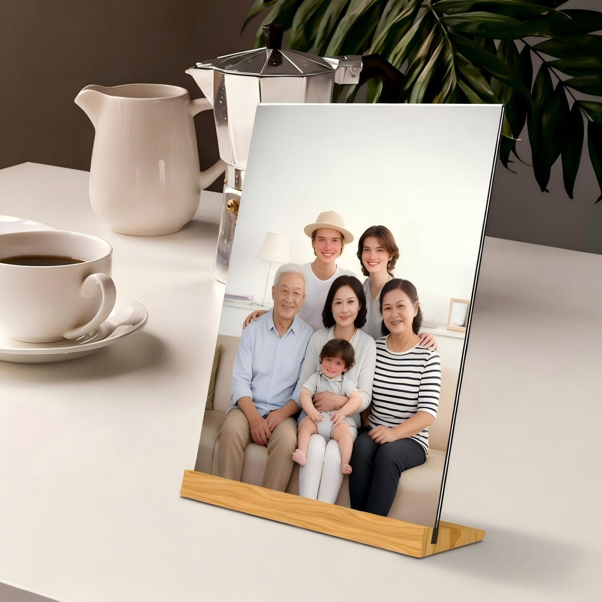 TONICE® 3 Pack 5x7 Acrylic Sign Holder Slant Back Design L Shape Clear Acrylic Frames Wood Base, Table Menu Display Stand Flyer Display for Desk Display (Optional 8.5x11/5x7 Inch L/T Shape)
