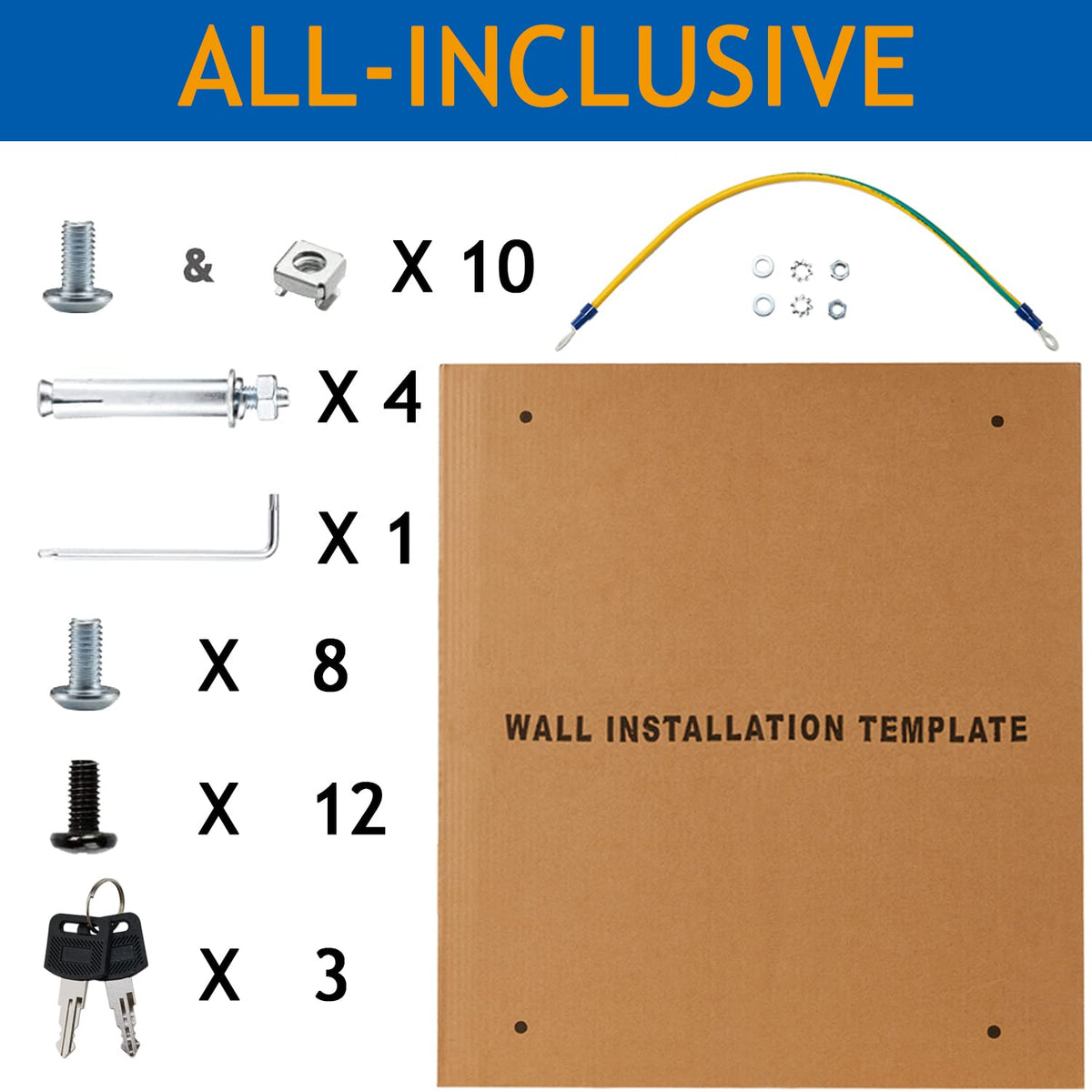 Tedgetal 12U Wall Mount Server Cabinet Network Rack Vented Enclosure Locking Door